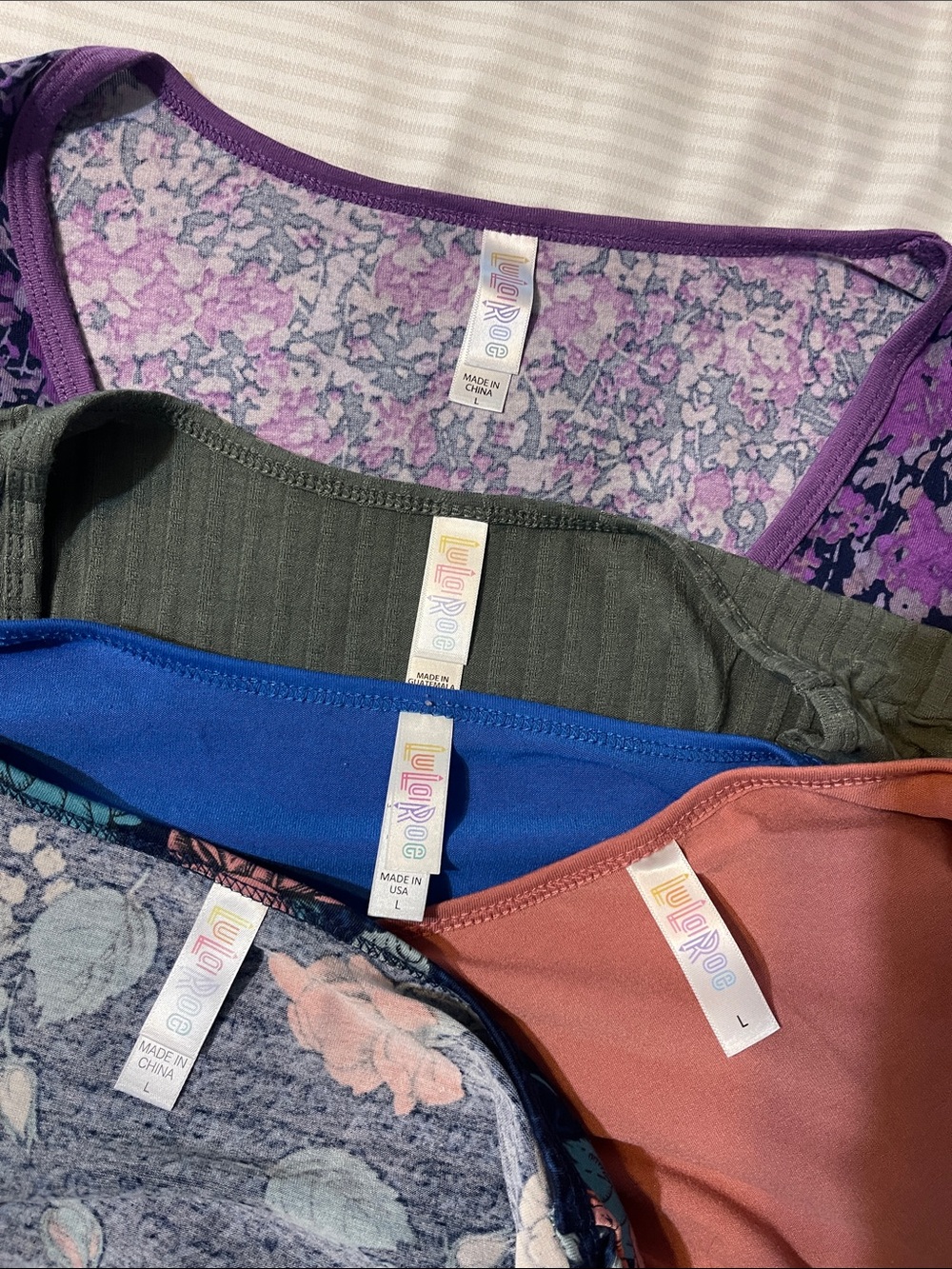 LuLaRoe Women's Tees Bundle - Purple, Olive Green, Royal Blue, Navy Floral, Rust - Picture 12 of 12